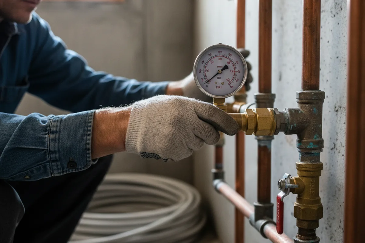 Pressure testing a repaired line during Water Line Repair in Webb